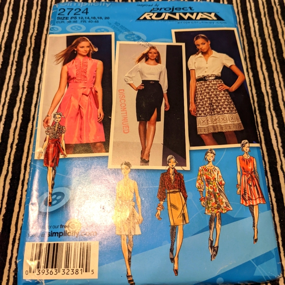 Simplicity 2724 Project Runway inspired size P5 12,14,16,18,20